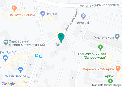 Курьерская служба «DHL express» на карте