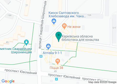 Харьковская Областная Библиотека для Юношества на карте Харьковская Областная Библиотека для Юношества на карте