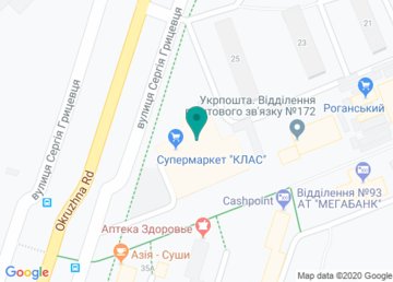 Почтовое отделение связи № 172 (Индекс 61172) на карте Почтовое отделение связи № 172 (Индекс 61172) на карте