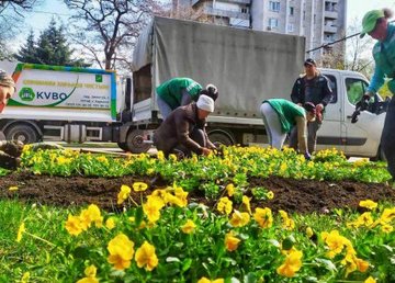 Центр Харькова украшают цветами Центр Харькова украшают цветами