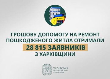 «Грошову допомогу на ремонт пошкодженого житла отримали 28 815 заявників з Харківщини», - Олег Синєгубов