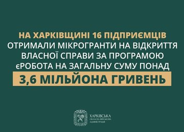 На Харківщині 16 підприємців отримали мікрогранти за державною програмою єРобота На Харківщині 16 підприємців отримали мікрогранти за державною програмою єРобота