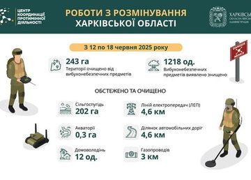 На Харківщині за тиждень виявили та знищили понад 1200 вибухонебезпечних предметів