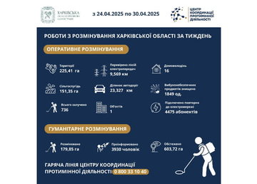 На Харківщині за тиждень виявили та знищили понад 1800 вибухонебезпечних предметів