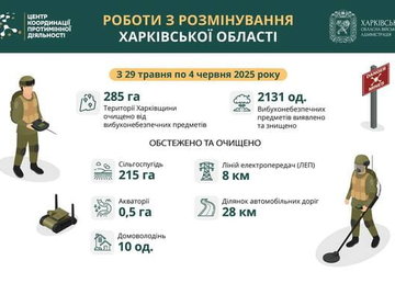 На Харківщині за тиждень виявили та знищили понад 2100 вибухонебезпечних предметів