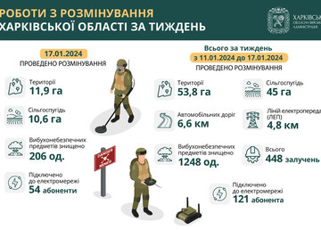 Протягом тижня на Харківщині знищили понад 1200 вибухонебезпечних предметів