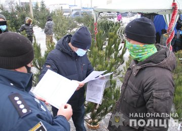 В Харькове полиция совместно с экологами и представителями лесничеств проверяют законность торговли хвойными деревьями 