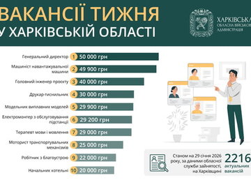 Вакансії тижня у Харківській області