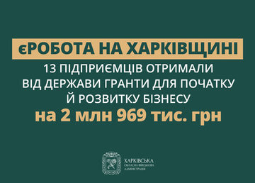 За програмою єРобота підприємці Харківщини отримали гранти майже на 3 мільйони гривень на розвиток бізнесу
