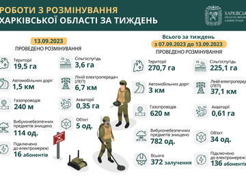 За тиждень на Харківщині розмінували майже 271 гектар території