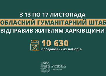 За тиждень Обласний гумштаб доправив громадам регіону понад 10 тисяч продовольчих наборів