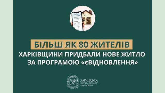 Більш як 80 жителів Харківщини придбали нове житло за програмою «єВідновлення»