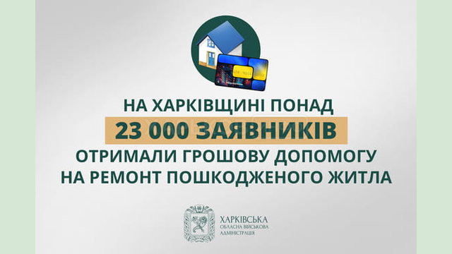 На Харківщині понад 23 000 заявників отримали грошову допомогу на ремонт пошкодженого житла На Харківщині понад 23 000 заявників отримали грошову допомогу на ремонт пошкодженого житла
