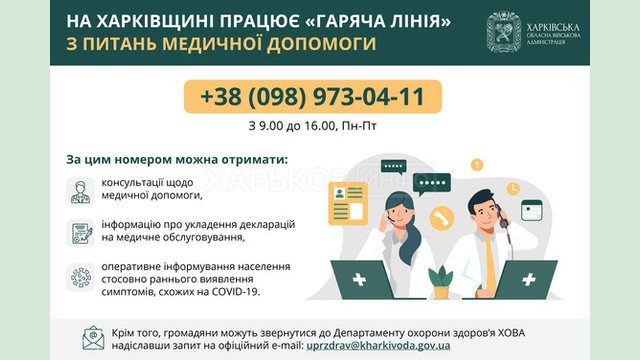 На Харківщині працює «гаряча лінія» з питань медичної допомоги На Харківщині працює «гаряча лінія» з питань медичної допомоги