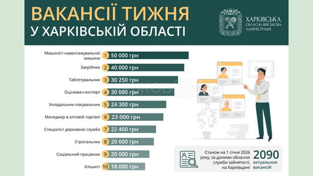 Вакансії тижня у Харківській області