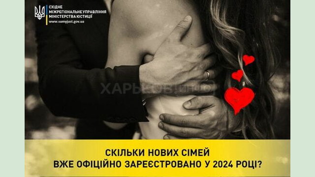 Від початку року на Харківщині уклали майже 4150 шлюбів