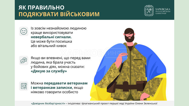 Як правильно подякувати військовим – читайте в «Довіднику безбар’єрності» Як правильно подякувати військовим – читайте в «Довіднику безбар’єрності»