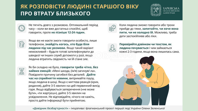 Як розповісти людині старшого віку про втрату близького – читайте в «Довіднику безбар’єрності»